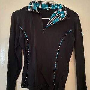Black and teal riding sport quarter zip size small